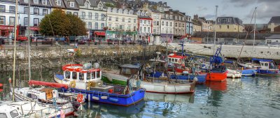 Cobh harbour scene, pic by psyberartist image of harbour with houses in background